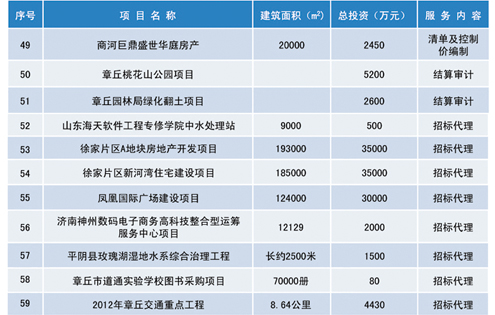 造價(jià)咨詢業(yè)績(jī)