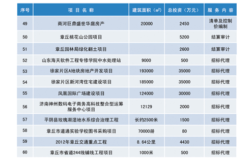 招標(biāo)代理業(yè)績